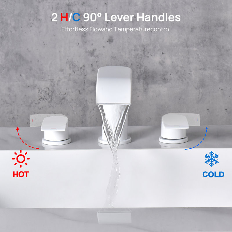 Robinet de lavabo pour salle de bain à poignée double 8 po avec bonde escamotable, Blanc