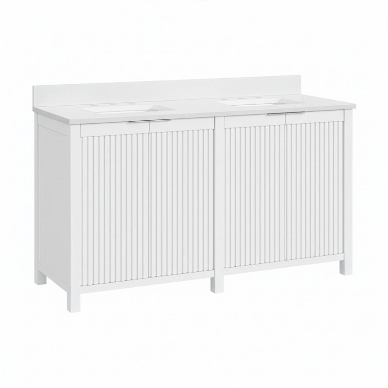 Through Lines 60" Double Bathroom Vanity, White