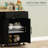 Black Rolling Kitchen Island With Ac Outlets And , Towel Rack & Spice Rack, Storage Cart, Microwave Stand,