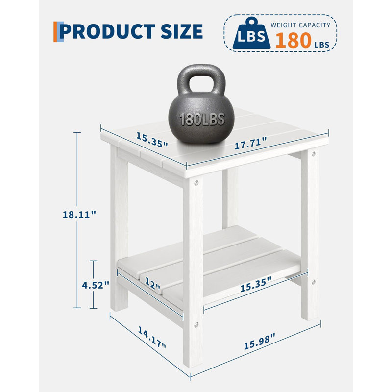 2 pièces Adirondack Table d'appoint pour l'extérieur, Blanc