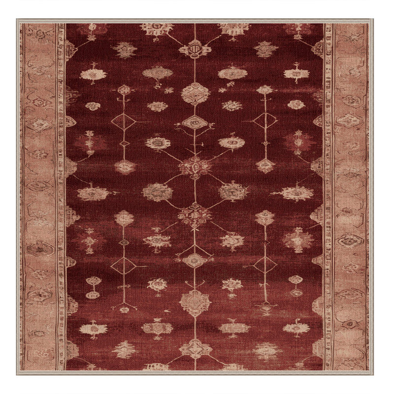 Machine Washable Overdyed Brown Area Rug, Square 3'