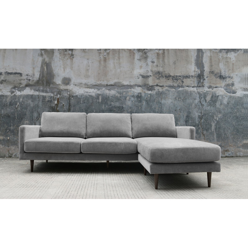 Luxe Gray Polyester 2-Piece L-Shaped Sectional with Square Arms