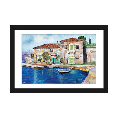 Reproduction d'art méditerranéen mural - papier d'art encadré