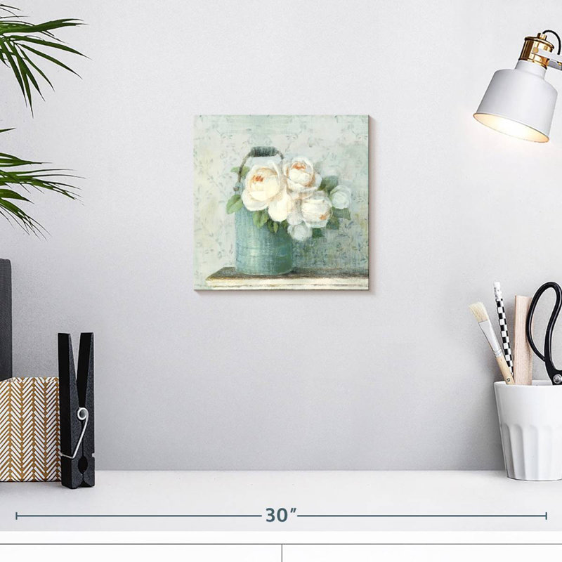 Harnek June Roses I - blanc / bleu, H 10 po x l 10 po