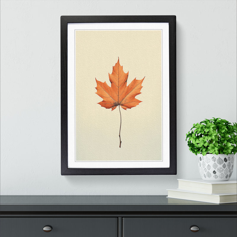 Leaf Minimalism - Framed Print, Black, 46cm H x 34cm W x 2cm D