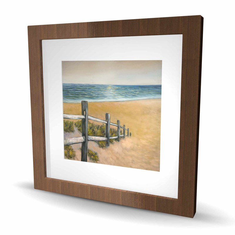 Bord de mer tranquille - reproduction de chambre contemporaine avec passe-partout mat, Brun, H 16 po x l 16 po