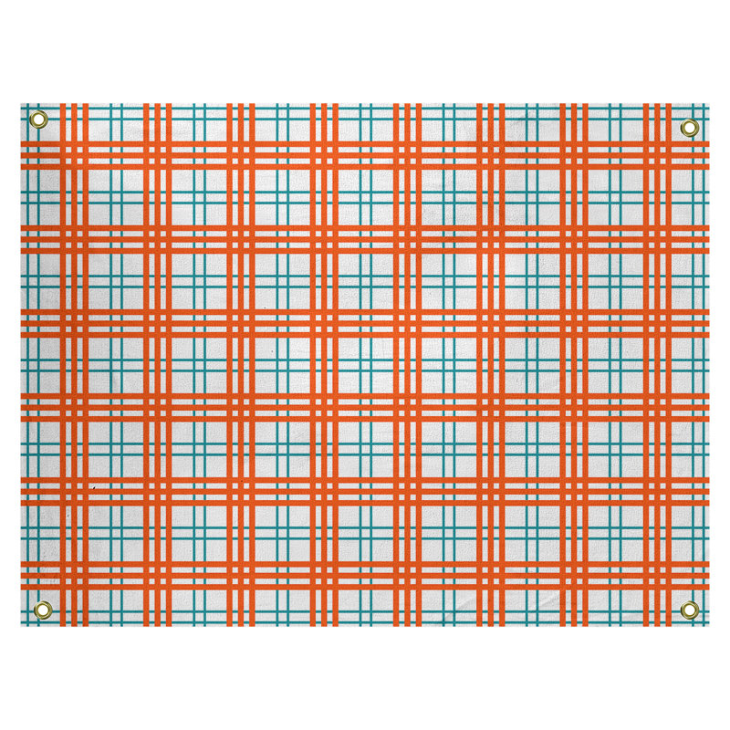 Tapisserie polyester Miami Luxury, H 59 po x l 80 po, Blanc / turquoise / orange