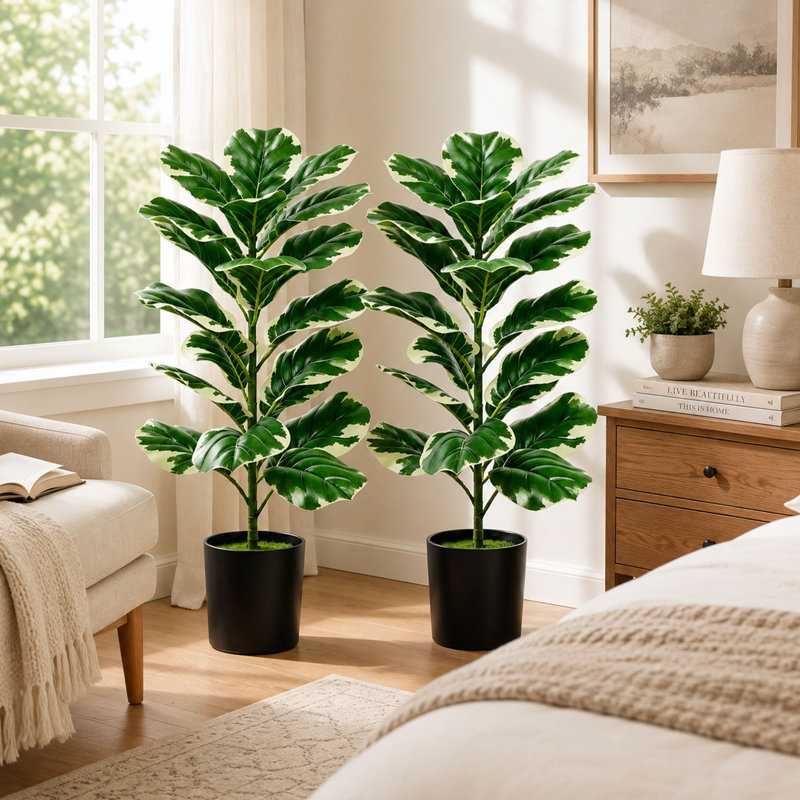 2 Pack 30" Artificial Fiddle Leaf Fig Trees with Pots