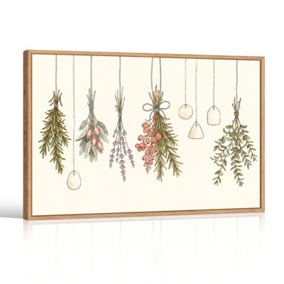 Ensemble de 1 toile murale suspendue à motif d'herbes aromatiques