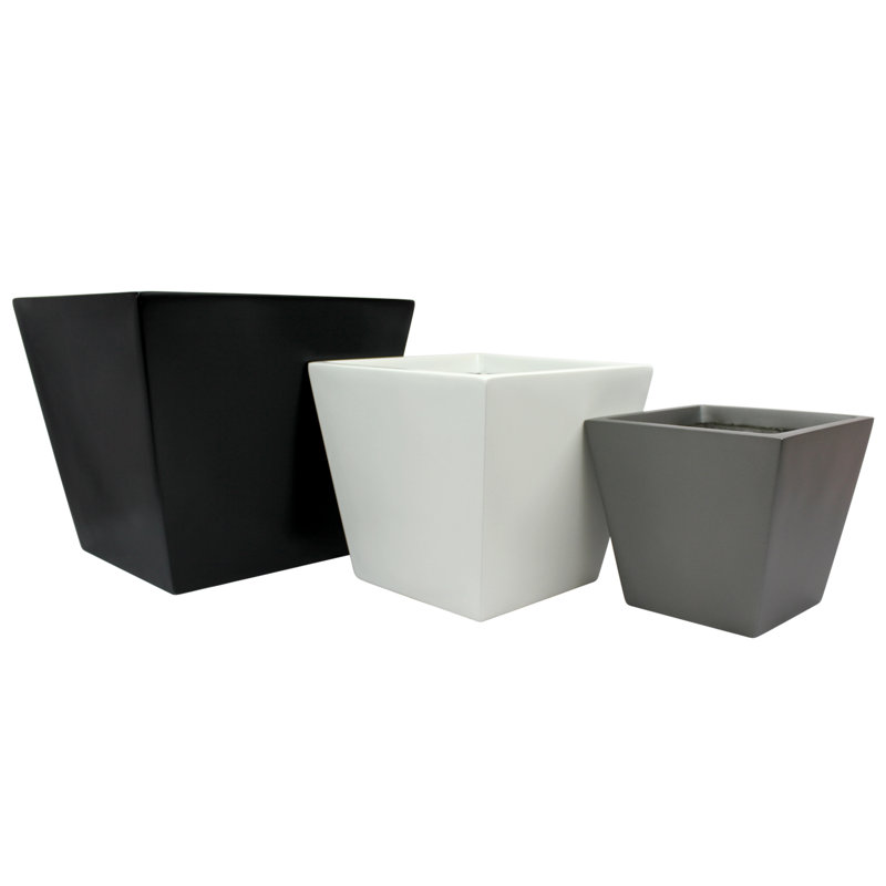 Saratoga Square Tapered Planter Box, Gray, 13.25" H x 15" W x 15" D