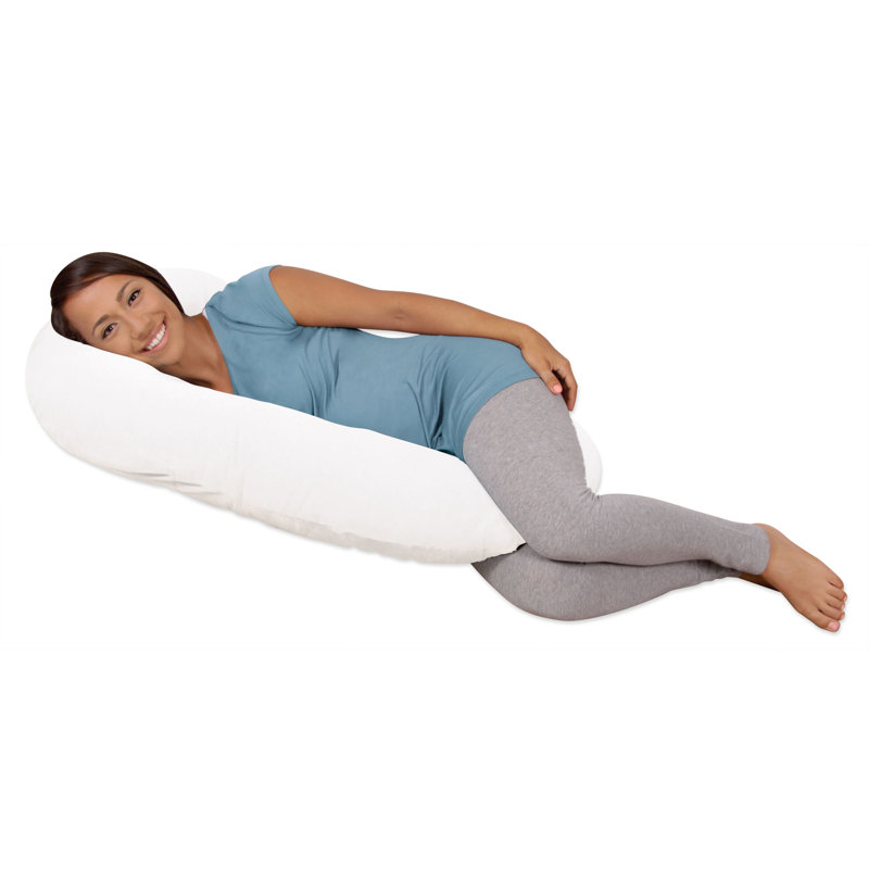 Snoogle Mini Chic Jersey Compact Side Sleeper Pillow, Ivory