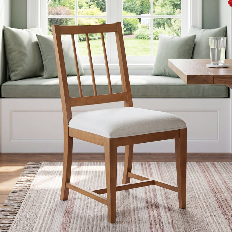 Melita Dining Side Chair w/ Upholstered Seat, Gray