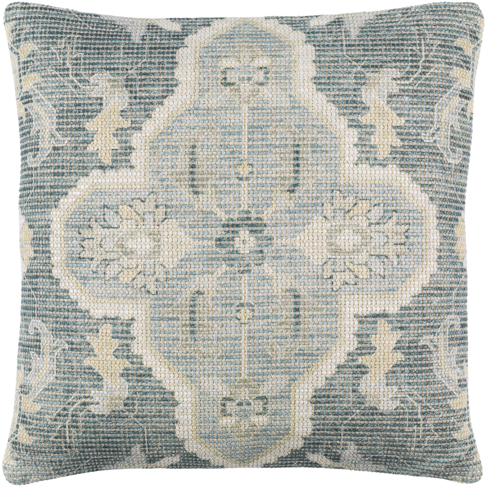 Alain 22" x 22" Embroidered Pillow Cover, 22"H x 22"W, Polyester/Polyfill