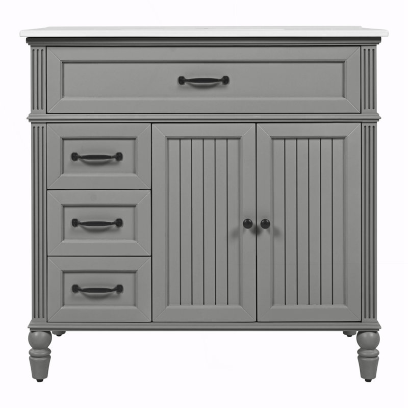 Armoire de salle de bain avec tiroirs, Gris