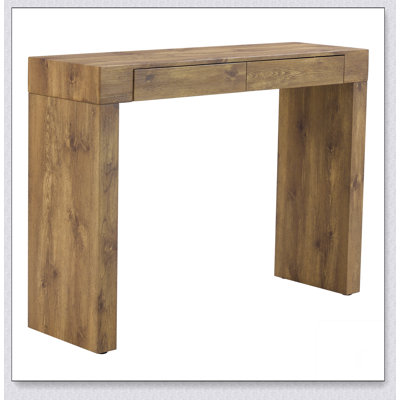 Elegant Natural Wood Grain Bar Table-50 Inches Long, a Practical Choice for Modern Homes.Wood Grain Texture Sticker,Equipped With Two Drawers.Serving by Latitude Run