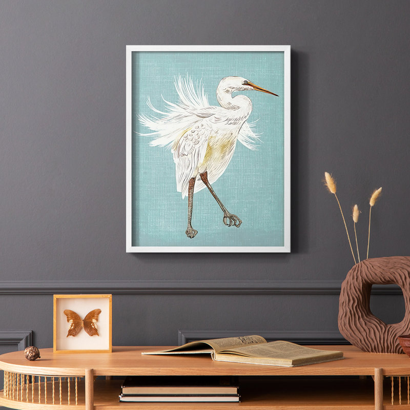 Heron Plumage III, reproduction encadrée - bois massif, H 20 po x l 16 po, Blanc