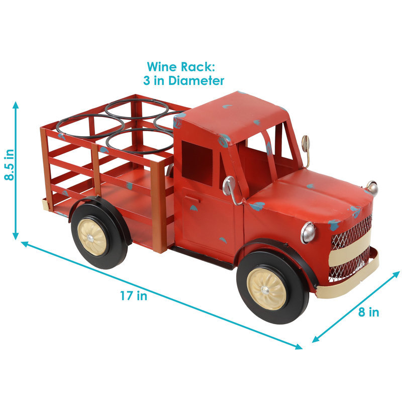  Rustic Red Truck Metal Wine Rack