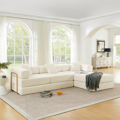 Canapé modulaire 108 po avec méridienne en L et assise profonde 108 po