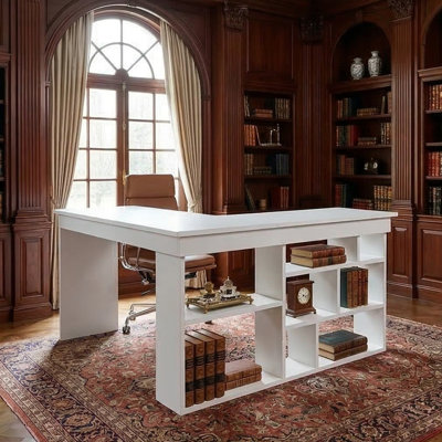 Arden L-Shaped Executive Desk With Integrated Shelving