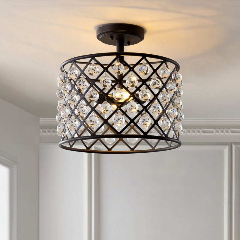 Plafonnier semi-encastré en cristal / métal 14,5 po Gabrielle
