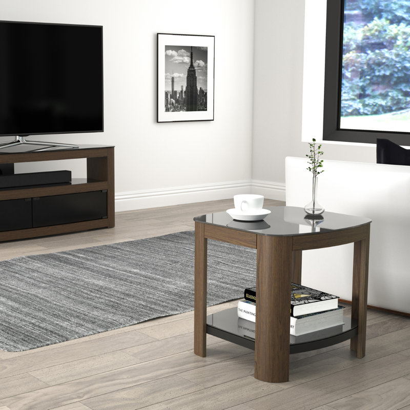 Ayala Glass Top End Table, Walnut