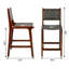 Tabouret de bar 24 po à hauteur de comptoir, siège et dossier en similicuir tressé gris, structure en bois massif avec finition noyer-1074031683-1074031688