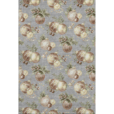 Premium Machine Washable Ingrassellino AMF1828 Christmas Balls Rug