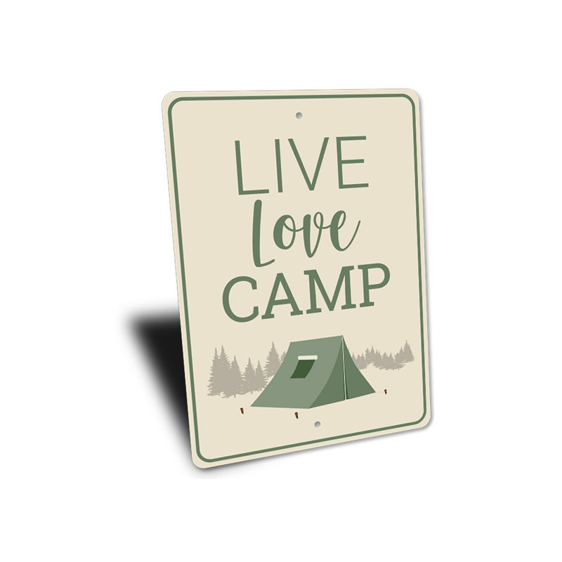 Plaque en aluminium Live Love Camp, H 14 po x l 10 po x P 0,04 po