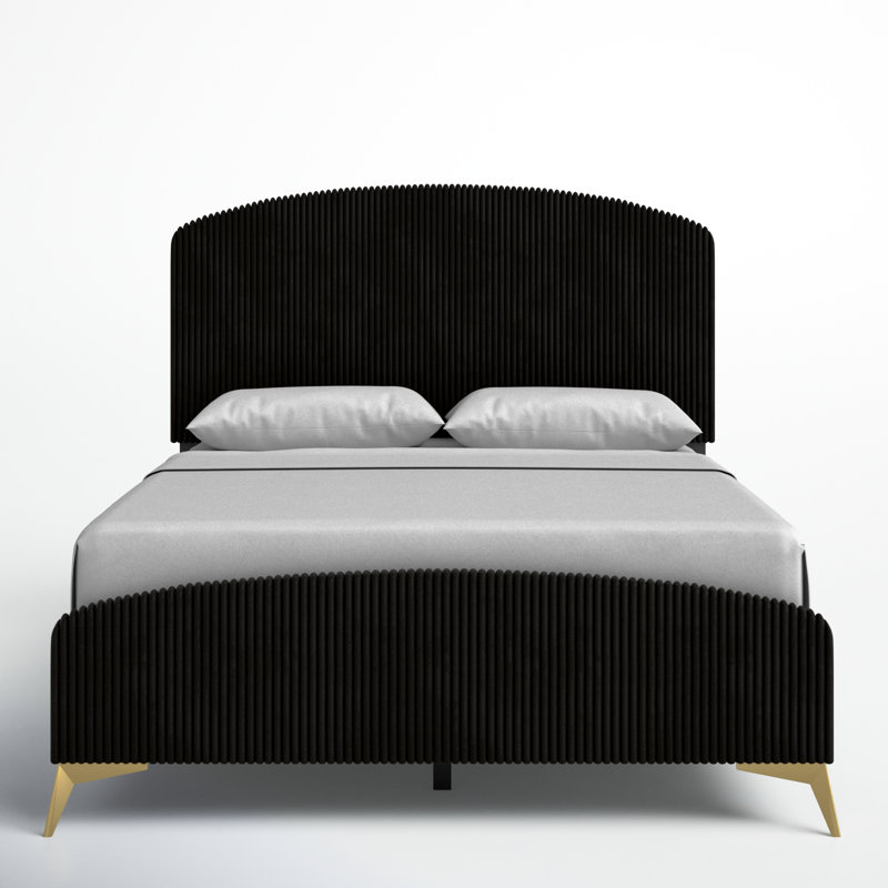Alphonse Upholstered Standard Bed, Black Velvet, Full