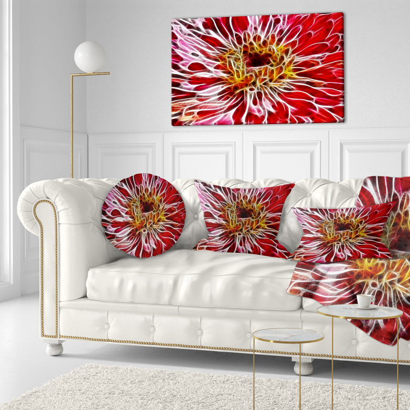 Coussin décoratif à imprimé floral rouge foncé, Rectangulaire, 12 po x 20 po