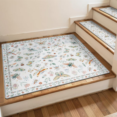 Stair Treads Non-Slip Landing Mat for Wooden Step 31"x31" Matching Mat | Square Capet Stair Treads Rubber Backing Stair Runner Anti-Slip Stair Rugs Carpet for Stairs