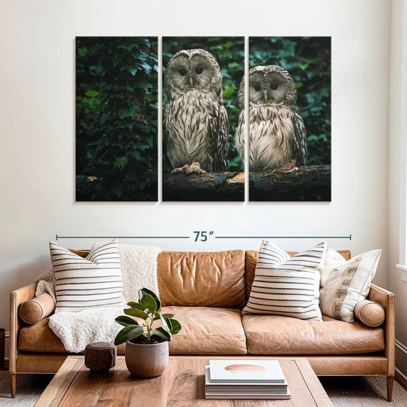 Owls On A Branch, 42" H x 65" W