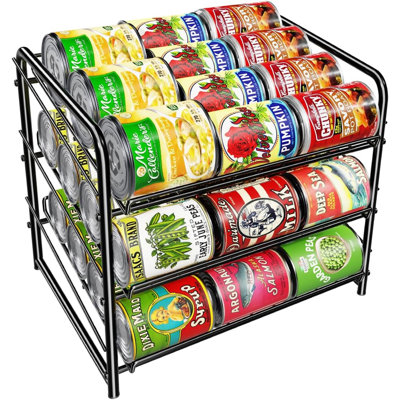 Simple trend style can holder storage box, stackable can holder storage rack in black