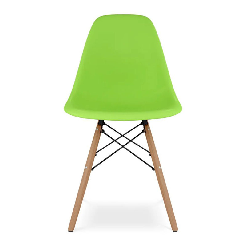 Paris Colored Dining Chair With Natural Wood Legs, Green