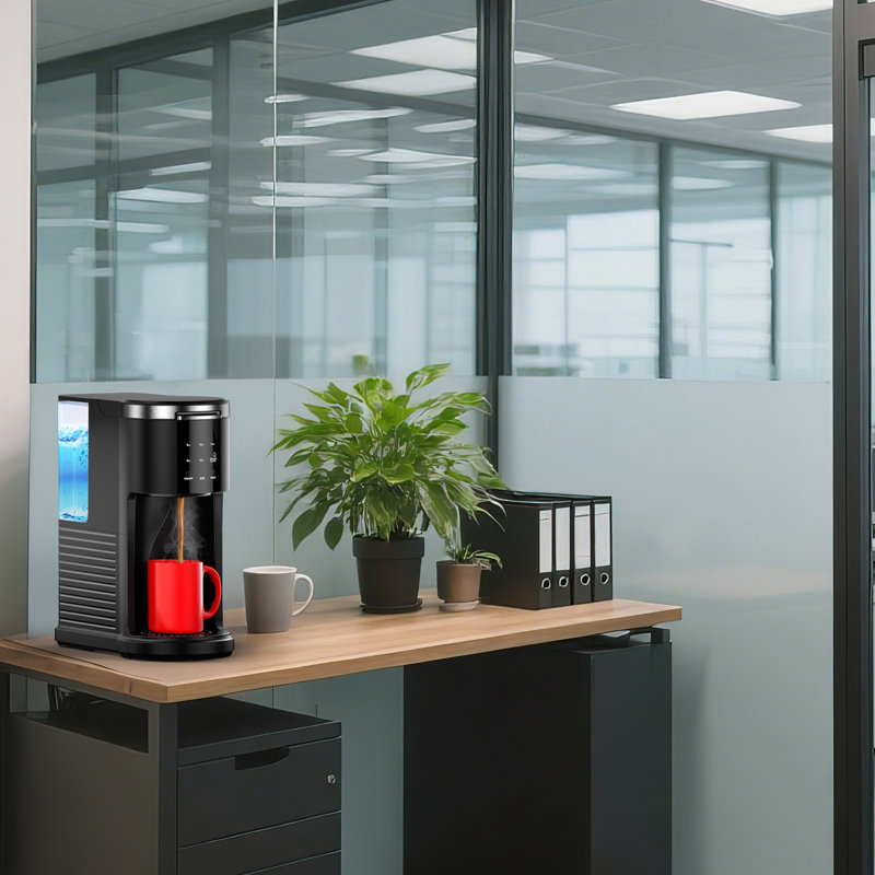 Cafetière à portion unique noire: réservoir de 40 oz, chaleur instantanée, 5 tailles - parfait pour la maison ou le bureau!