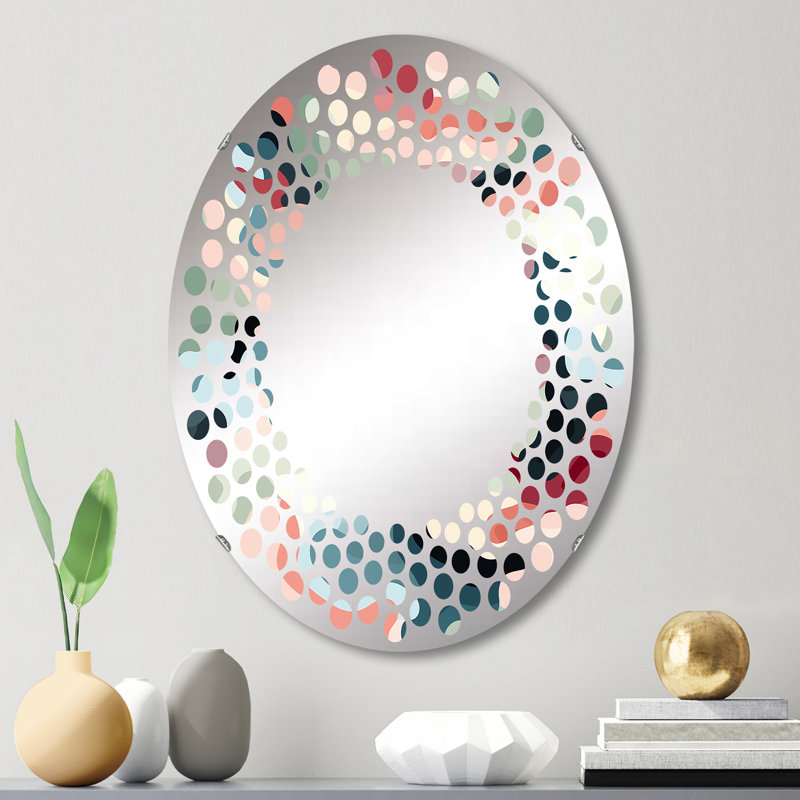 Miroir mural à pois rose tendance Camo, L 20 po x H 30 po
