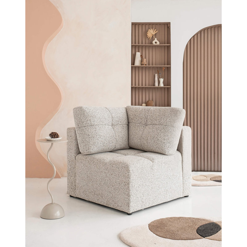 Lulu Upholstered Corner Chair, Light Gray