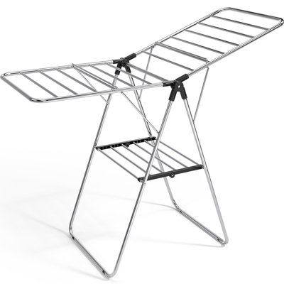 Clothes Drying Rack, Drying Rack Clothing with Height-Adjustable, Foldable Gullwings Laundry Drying Rack