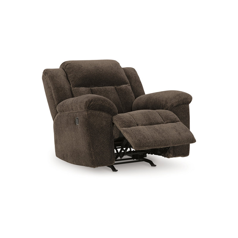Briar Manual Rocker Recliner Chair, Polyester, Pillow Top Arms, Brown