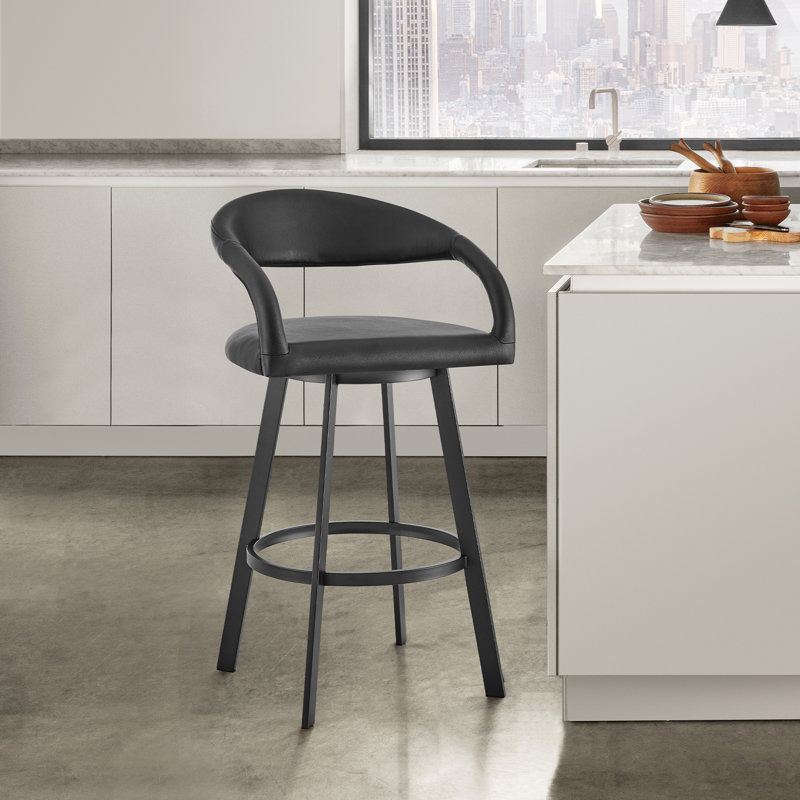 Tabouret de bar Gassville, Noir, Tabouret de comptoir (siège d'une hauteur de 26 p