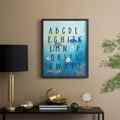 «Underwater Alphabet», reproduction encadrée - bois massif
