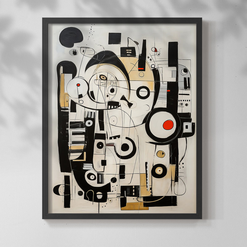 ABSTRACT Series CCCCLXIX - Impression encadrée de qualité supérieure - Prêt à être accroché - Aucun clou requis, Cadre noir