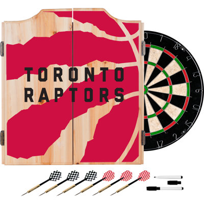 NBA Trademark Global Bristle Dartboard And Cabinet Set (Darts Included)