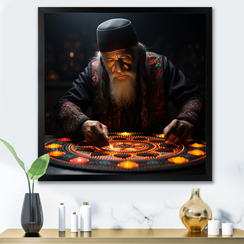 «Judaism Kippah Traditions» sur toile, H 30 po x l 30 po x P 1 po, Cadre simple noir
