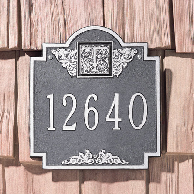 Plaque d'adresse murale monogramme à 1 ligne, Étain et argenté, Oui