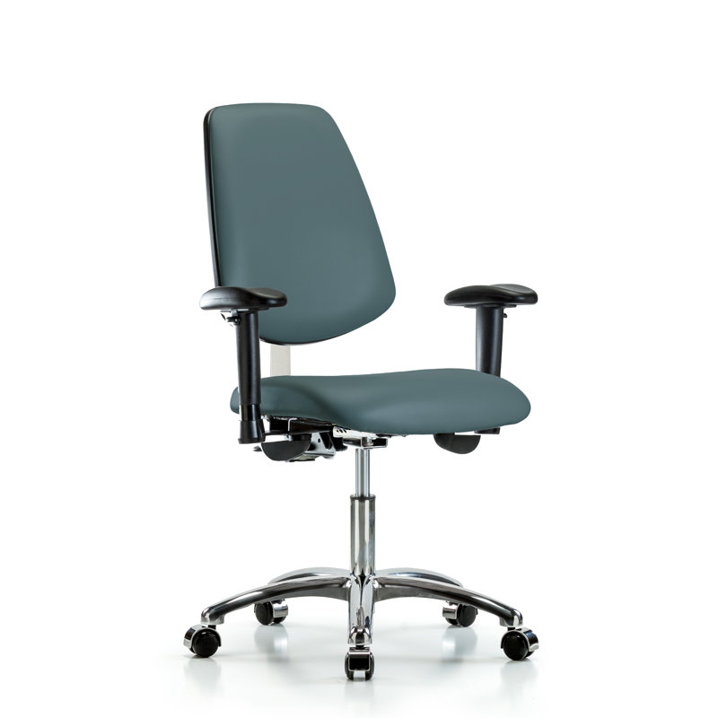 Chaise de travail ergonomique Amelie, Roulettes, Bleu colonial, Inclus