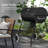Barrel Charcoal BBQ Smoker, Wheeled Barbecue, Black,wood
