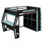 Lit mezzanine avec bureau, lumières DEL et stations de charge USB, lit mezzanine en bois avec 6 casiers de rangement, 6 tiroirs-953482808