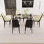 Ensemble de table de salle à manger 51 po en verre, ensemble de cuisine avec table et chaises à pieds en métal noir, plateau de table rectangulaire moderne en verre trempé et chaise de salle à manger rembourrée en polyuréthane épais-574519116-574519117