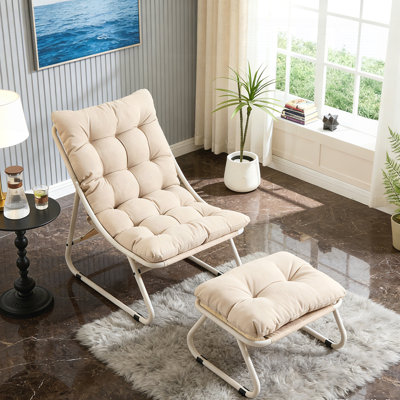 Chaise longue d'extérieur avec repose-pieds et coussin